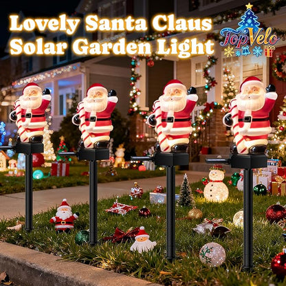 2 Packs Christmas Solar Garden Light with Santa Claus, 17.7 Inches Garden Solar Light Outdoor for Christmas Decoration, Auto ON/OFF, IP65 Waterproof, Suitable for Courtyard, Pond, Walkway Decoration