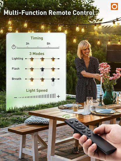 addlon 100FT G40 Outdoor String Lights with Remote and 100FT S14 Outdoor String Lights with Remote