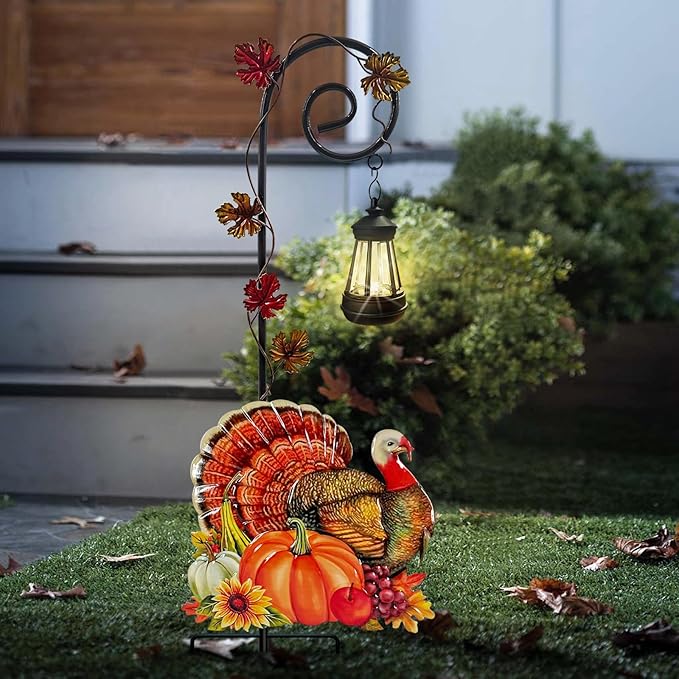 Thanksgiving Turkey Decorations Outdoor,Solar Turkey Garden Stakes,Autumn Fall Decor Yard Stake for Outdoor Garden | Lumora
