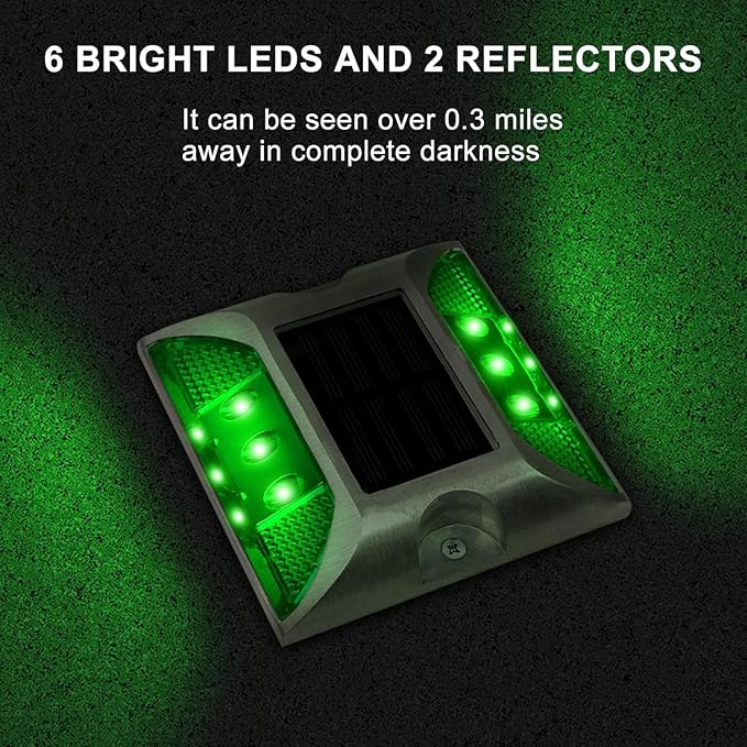 Aolyty Solar Driveway Marker Lights Outdoor, IP68 Waterproof Solar Dock Lights, Bright Warning Flashes Lights Reflective Road Marker for Deck Sidewalk Stair Garden Pathway (Red, 4 Pack)