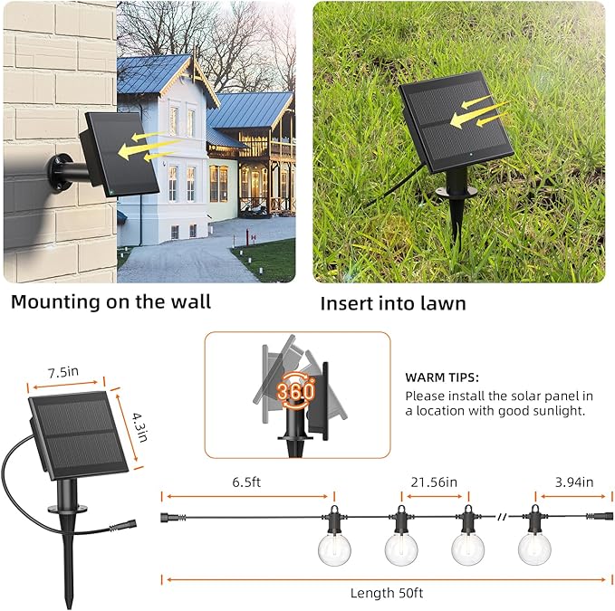 Kawaya Solar Powered String Lights for Outside, Outdoor IP65 Waterproof LED Patio Light with USB-Charging | Lumora