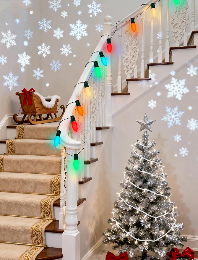 25Ft LED Valentine's Day Outdoor String Lights, C9 String Lights with 27 0.6W Spray Painted Multicolor Bulbs, Vintage Christmas Lights for Holiday Party Backyard Wedding Garden Patio Porch Decor
