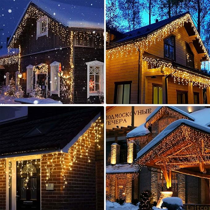 Orangie LED Icicle Lights, 96 LEDs 9.8ft 8 Modes, Curtain Fairy Light, LED String Light - Decorative Outdoor Light | Lumora
