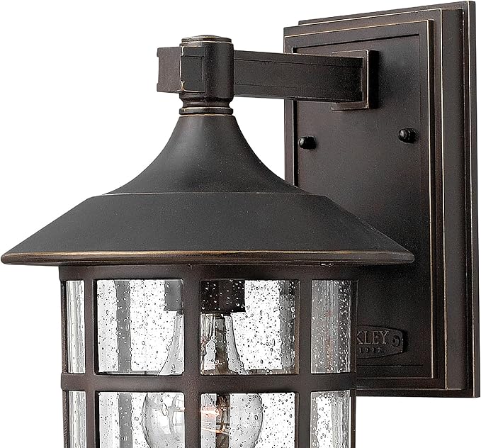 Hinkley Freeport 1804OZ Small Outdoor Wall Mount Lantern - New England Design, Cast Aluminum, Clear Seedy Glass - Oil Rubbed Bronze