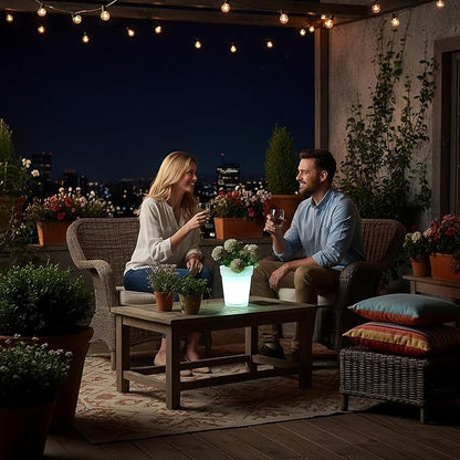 Solar Powered Flower Pot - Waterproof LED Landscape Light, Decorative Solar Planter | Pathway Lawn Yard Outdoor Home Patio Housewarming Birthday Accent