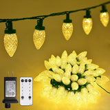 ZAIYW C9 Christmas Lights String, 66ft 100 LED Strawberry String Lights UL Plug C9 String Lights Green Wire | Lumora