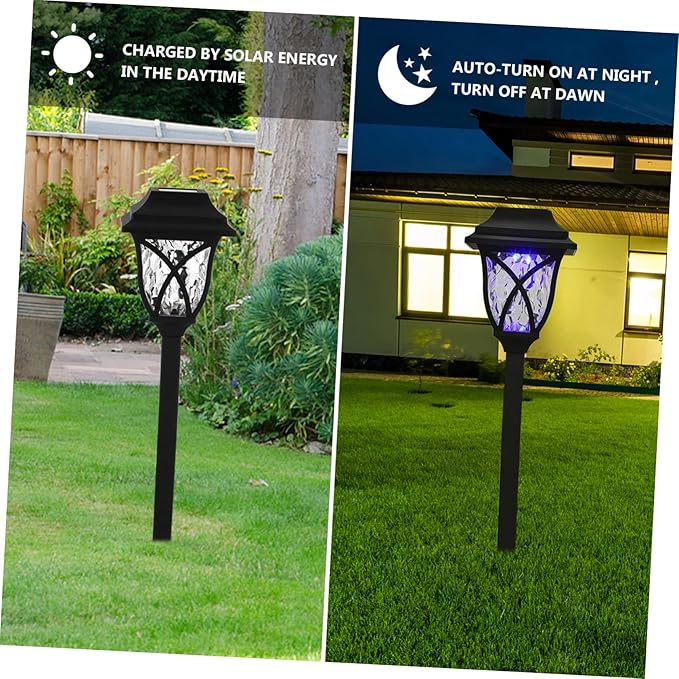 Angoily 4pcs Solar Garden Light Led Landscape Lamp for Lawn Pathway Outdoor Use Construction Easy Installation Dual Function Ground Pillar Lamp