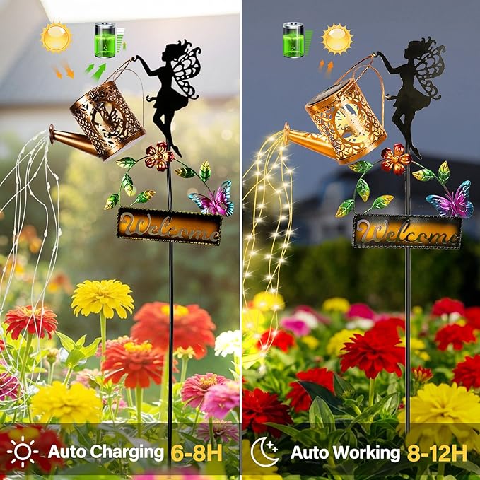 Tremdwoto Solar Watering Can Lights,Hummingbird Solar Lantern Watering can Landscape Lights for Garden | Lumora