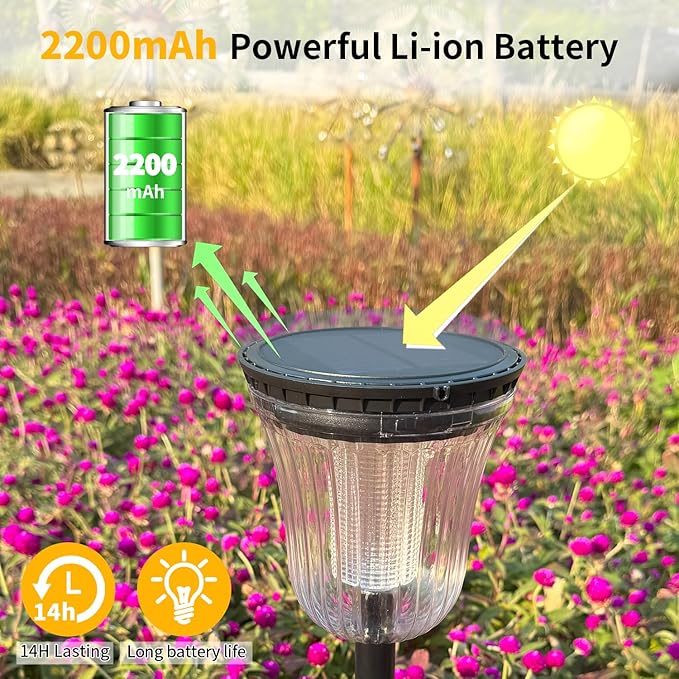 Bright Solar Pathway Light 1 Pack,High Lumen 2-in-1 Cool and Warm,Solar Yard Lights Outdoor Waterproof IP65, Auto On/Off Solar Powered Outdoor Lights for Patio,Walkway
