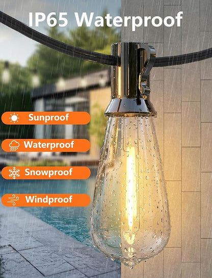 LED Outdoor Lights for Patio 20Ft, Waterproof Patio String Lights with 22 ST40 LED Edison Bulbs for Deck, Garden, Backyard,House, E17 Base, 2700K Dimmable, Vintage String Lights- Black Wire