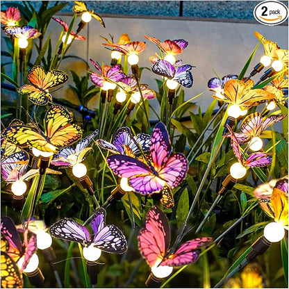 TONULAX Solar Garden Lights - Swaying Butterfly Light, Swaying in The Wind, Solar Outdoor Lights, Yard Patio Pathway Decoration, High Flexibility Iron Wire & Realistic Butterflies (2 Pack)