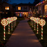 Christmas Lollipop Pathway Lights-5 Pack Solar Powered Outdoor Garden Path Lights Xmas Candy Cane Landscape | Lumora