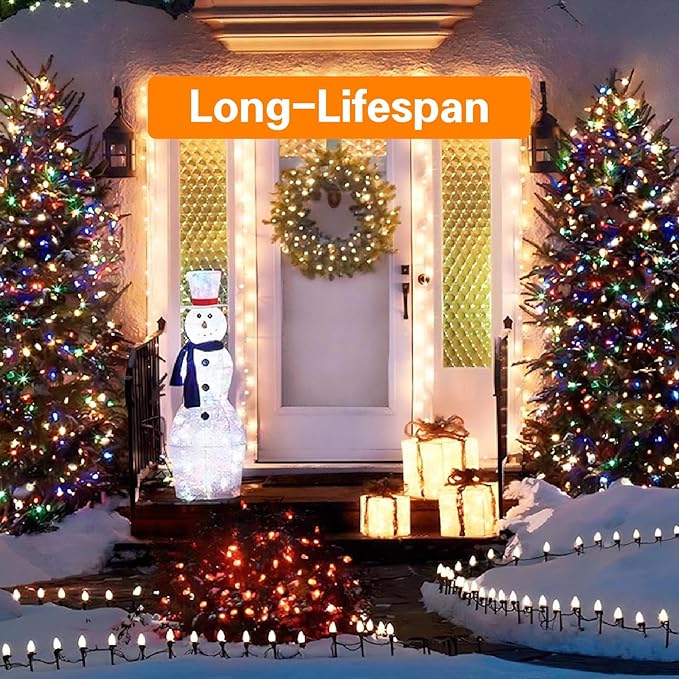 25FT C7 Christmas Lights Outdoor, Bright SMD LED String Lights with 25 7000K Cool White Bulbs for Roof, Fence | Lumora