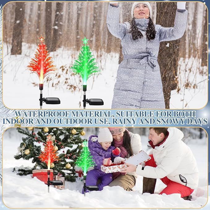Baquler 2 Pcs Solar Christmas Tree Garden Stake Lights Outdoor Christmas Tree Lighted Yard Decorations Multicolor | Lumora