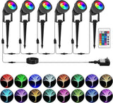 T-SUNUS Low Voltage Landscape Spotlights Christmas Ligths, 16 Color Changing Uplights with Transformer, IP65 | Lumora