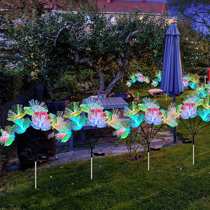 JJGoo 2 Pack Solar Garden Lights, Solar Flower Swaying Light for Outside, New Upgraded Outdoor Waterproof Light for | Lumora