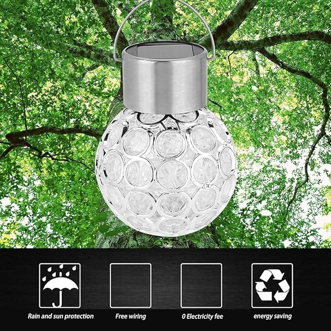 Estink Hanging Decorative Solar Light Solar Ball Garden Hang Outdoor Landscape Color Change LED Lamp Walkway Light White for Garden Yard Fence Christmas Decoration(Pure White)