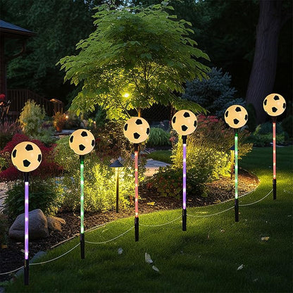 Solar Lights Outdoor, Soccer Theme LED Stake Light for Garden Yard Pathway Patio Walkway Landscape Decoration