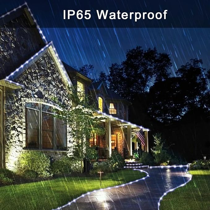 JMEXSUSS 2 * 200 LED White Solar Rope Lights, 66ft IP 65 Waterproof Solar String Light Outdoor, 8 Modes Christmas | Lumora