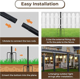 10 Ft String Light Poles for Outside, 6 Pack Heavy-Duty Metal Poles for Outdoor Hanging Lights with Fence Brackets | Lumora