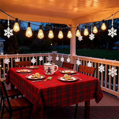 Elevon Led Light Bulb Outdoor String Lights 25 Ft, Waterproof Christmas Lights Patio ST38 Vintage Edison Bulbs (1 Spare), Outside Warm White Hanging Shatterproof Light Waterproof