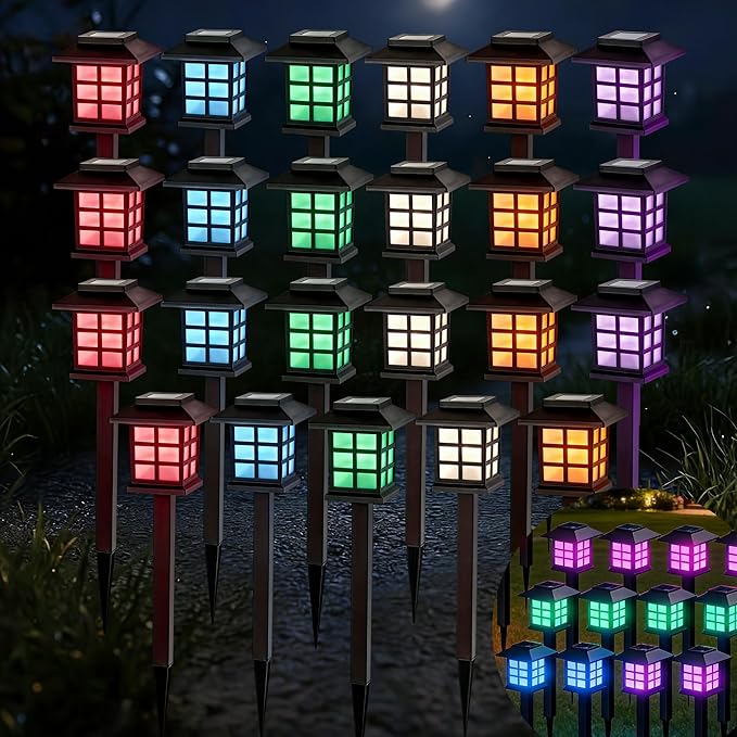 IP54 Waterproof Solar Lights Multi-Color Outdoor Lawn Lights Garden Path Holiday Decorative Lights (Color Light - 23PCS)
