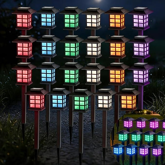 IP54 Waterproof Solar Lights Multi-Color Outdoor Lawn Lights Garden Path Holiday Decorative Lights (Color Light - 23PCS)