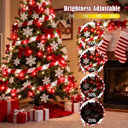 2026 New Voice Control 88ft 240LED Smart Christmas String Lights Outdoor/Indoor | String Lights with Remote, 12Modes, 7Voice Commands & Timers, Christmas Twinkle Light for Xmas Tree Decor(Red & White)