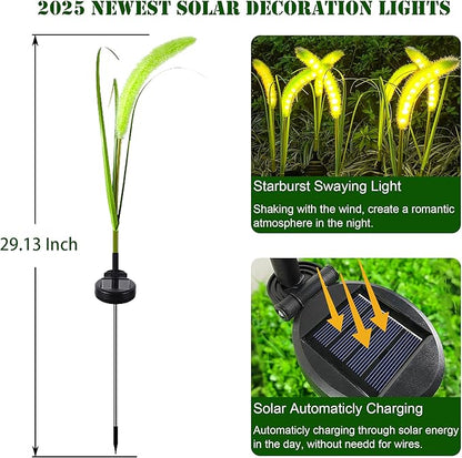 Solar Garden Lights Outdoor, Waterproof Decorative Solar Lights Outdoor 2 Pack LED Reed Flower Garden Decor Yard Patio Lawn Pathway Fence Terrace, Gifts for Mother's Day Mom