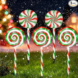 Christmas Lollipop Pathway Lights-5 Pack Solar Powered Outdoor Garden Path Lights Xmas Candy Cane Landscape | Lumora