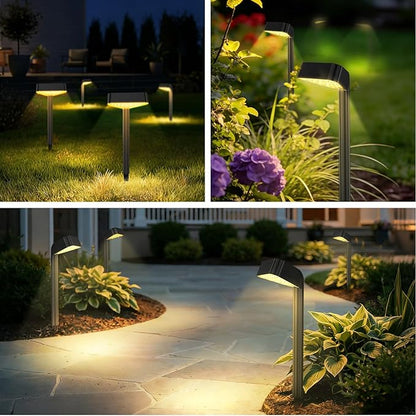 Solar Pathway Lights Outdoor, 8 Pack, 15 LED Brighter Solar Path Lights Waterproof with Upgraded Solar Panel, Up to 12Hrs Modern Landscape Lights for Backyard Garden Walkway Driveway Patio Lawn Decor