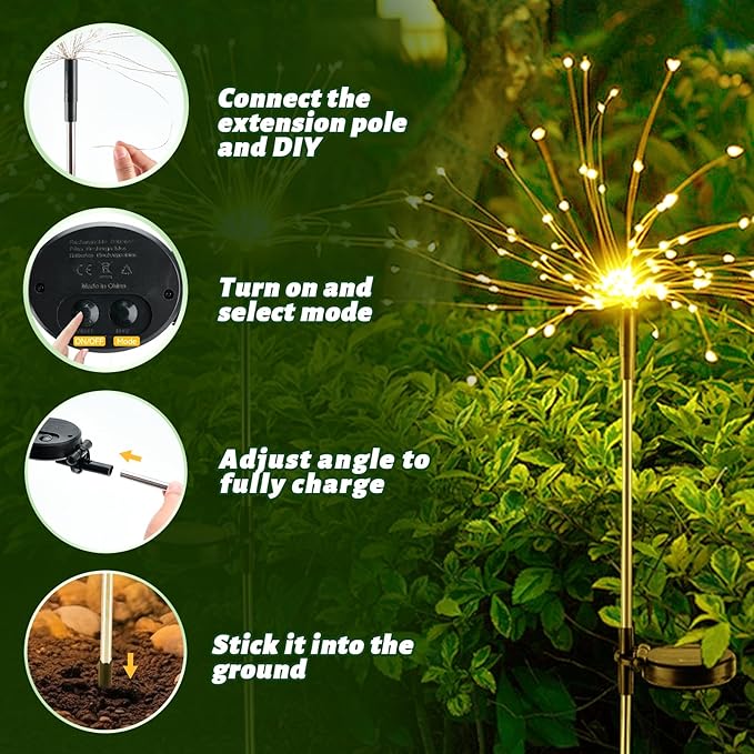 Dream Master Solar Garden Firework Lights, 120 LED, Waterproof, 8 Lighting Modes - Outdoor Security Flood Light | Lumora