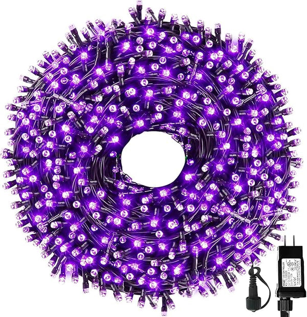 105FT 300LEDs Christmas Lights Outdoor Indoor 8 Modes for Christmas Tree Party Decoration, 100% UL Listed (Purple | Lumora
