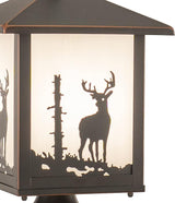 VAXCEL Bryce 1L Bronze Rustic Outdoor Deer Tree Post Light White Glass | Lumora