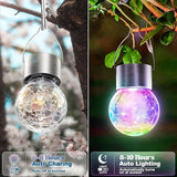 Solar Hanging Lanterns Outdoor: 12 Pack Cracked Glass Ball Lights with Hook - Waterproof Color Changing Globe | Lumora