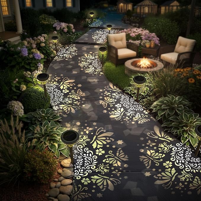 twinkya 4 Pack Solar Lights Outdoor Waterproof Decorative Solar Garden Lights for Outside Bright Led Metal Solar Powered Pathway Landscape Light for Yard Path Backyard Walkway Sidewalk Patio Decor