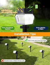 Solar Spot Lights Outdoor Waterproof, 4 Pack Solar Powered Garden Lights, 59 LED 4 Lighting Modes, Outside Yard | Lumora