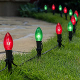 C9 Vintage Christmas String Lights, 25Ft Red & Green with 26 C9 Bulbs, Outdoor Hanging Patio Lights for Christmas | Lumora