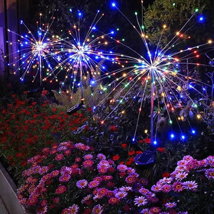 Hyuduo Solar Garden Firework Lights, 36.4 Inch Decorative Outdoor Stake Light, IP65 Waterproof, 8 Lighting Modes, ABS Material, Colorful LED for Yard, Wedding, Patio