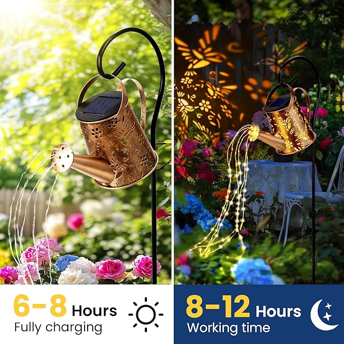 Solar Lights Outdoor Garden Decor, Solar Lanterns Watering Can Lights Gardening Gifts for Mom Women Grandma | Lumora