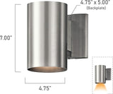 Kichler 9234BA Outdoor Cylinder Wall Mount Sconce DownLight, Brushed Aluminum 1-Light (5" W x 7" H) 65 Watts | Lumora