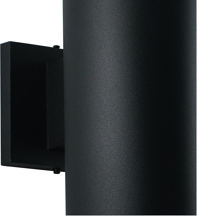 VAXCEL Chiasso Modern Outdoor Porch Light, 5" W x 14.25" H 2-Light Black Cylinder Wall Sconce, Waterproof Up and | Lumora