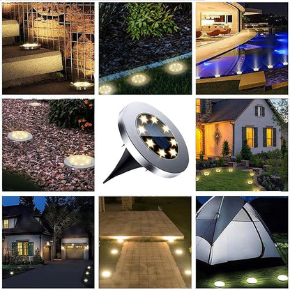 4.6 Inch Diameter Solar Ground Lights, Waterproof Solar Garden Lights, Outdoor Garden Waterproof Bright in-Ground Light, Landscape Lighting for Pathway,Yard,Lawn,Patio,Walkway (8 Pack Warm Light)