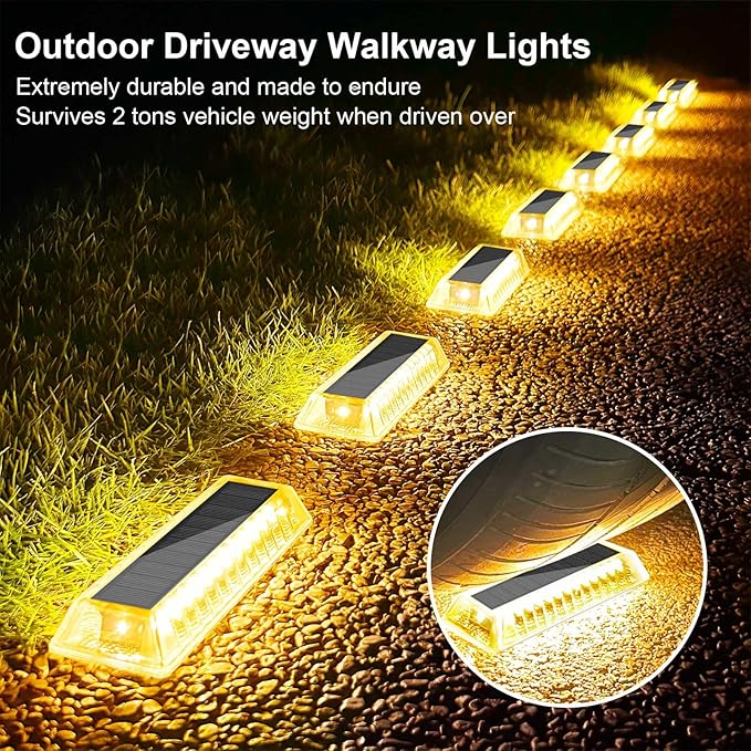 Lacasa Solar Deck Lights, Solar Light Outdoor Waterproof IP68, 8 Pack Solar Powered Pathway Yard Driveway Step Landscape Lights, LED Lighting 50LM for Garden Path Walkway Stair Patio, Warm White 2700K