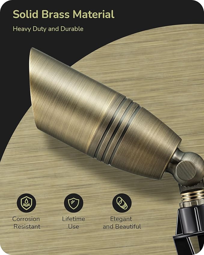 EDISHINE Solid Brass Outdoor Landscape Spotlights, 3CCT MR16 Bulb Included, 12V LED Low Voltage Landscape Lighting | Lumora