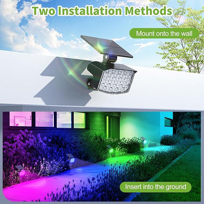 Solar Color Changing Spot Lights Outdoor, [9 Modes/4 Pack] Solar Christmas Lights Outdoor Waterproof IP65, Multicolor Solar Powered Landscape Spotlights for Yard Garden Pathway Lawn Decoration