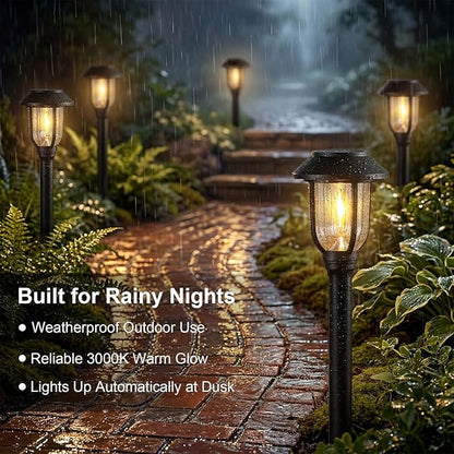 Solar Pathway Lights Outdoor 8 Pack, 3000K Solar Path Lights,Solar Lights Outdoor Waterproof Stainless Steel Landscape Path Lights Auto On/Off, Solar Garden Lights for Walkway Yard Driveway Patio