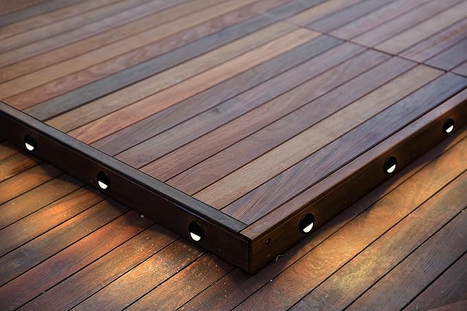 GKOLED Low Voltage Recessed LED Step Riser Light, Diameter 1" Mini Size, Landscape Lighting for Outdoor Deck Stair Railing Post, Die-cast Aluminum, 9-15V, 3000K, Black, 12-Pack, Gen 2
