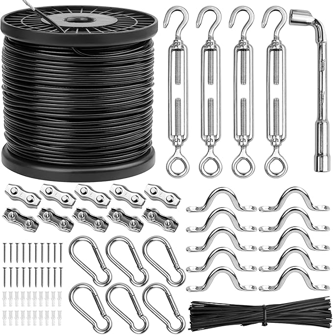 Belio String Light Hanging Kit, Stainless Steel Cable for Outdoor Lights, 182 FT Wire Rope Cable Turnbuckle and | Lumora
