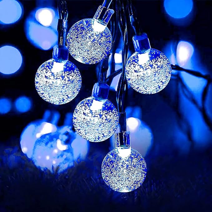 Lezonic Halloween Decorations Solar Lights,Solar Light Outdoor Waterproof with 8 Lighting Modes 7M/ 24 Ft,50 LED Solar Outdoor String Lights for Tree,Garden,Patio,Party,Festival (Blue)
